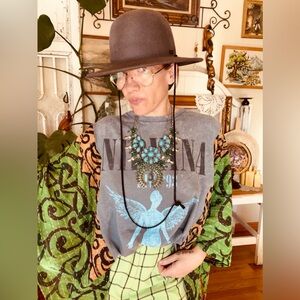 #78 Custom Nirvana Band Tee Kantha Poncho T Shirt Handmade OOAK